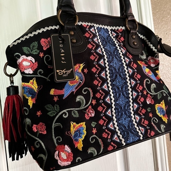 Sharif Hello Gorgeous 3D Embroidered tassels Bag Andalusian Garden Bird Animal - Picture 9 of 15